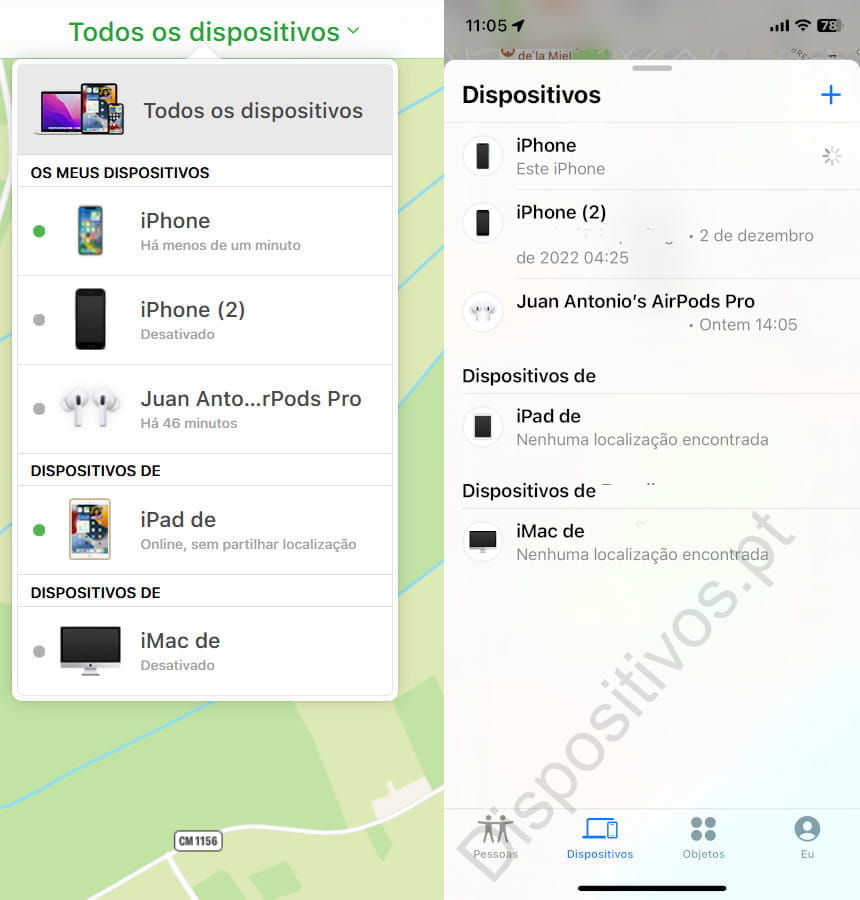 Todos os dispositivos iCloud