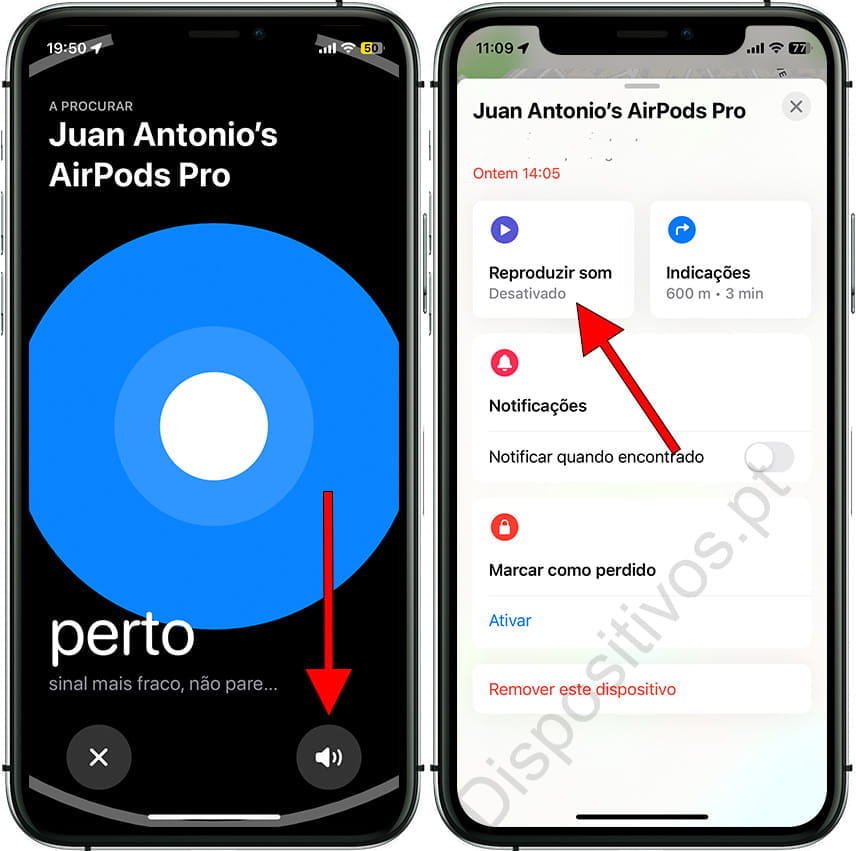 Reproduza som para encontrar AirPods