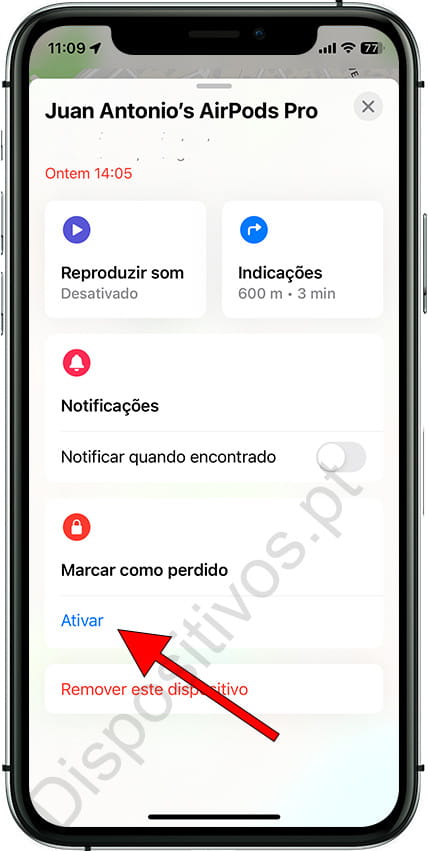 Marcar AirPods como perdidos