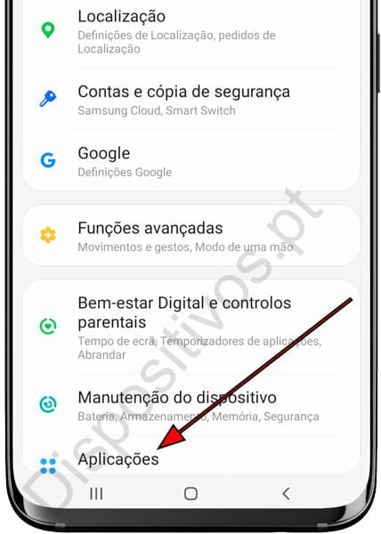 Definições aplicações Samsung