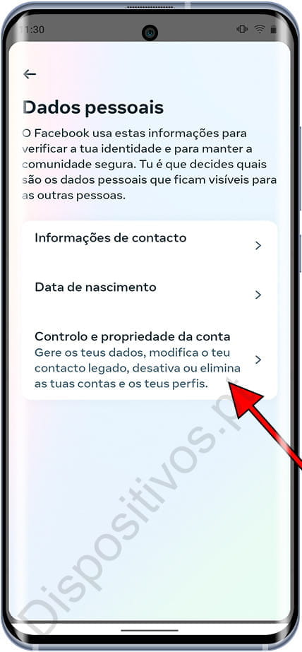 Controlo e propriedade da conta Instagram