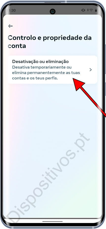 Desativação ou eliminação Instagram