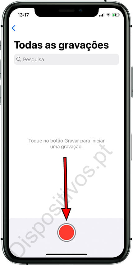 Comece a gravar memo de voz no iPhone