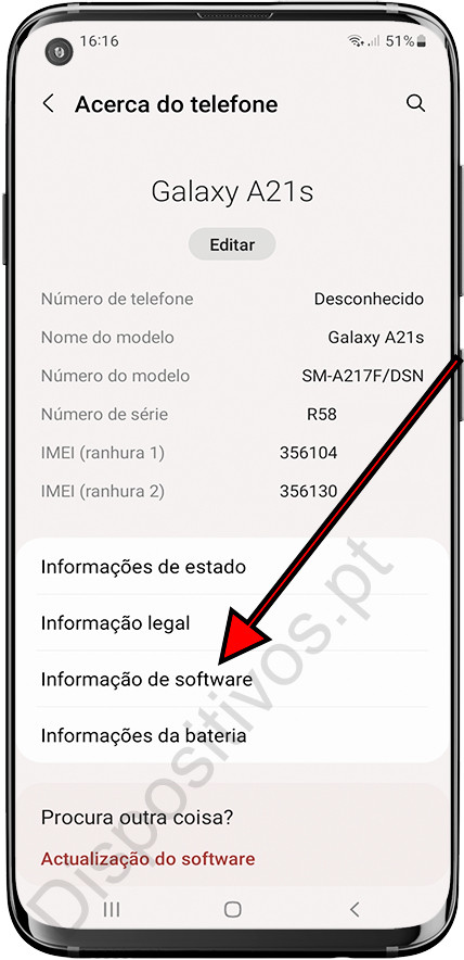 Informações sobre software Samsung