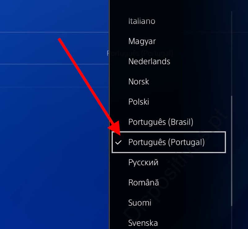 Escolher idioma PS4