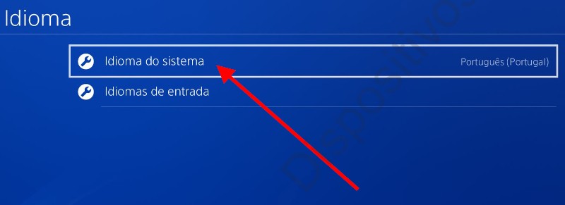 Idioma do sistema PS4