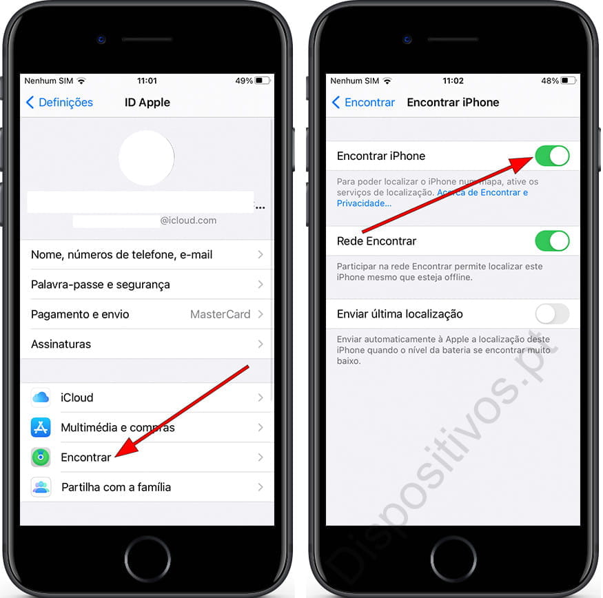 Desativar Encontrar iPhone