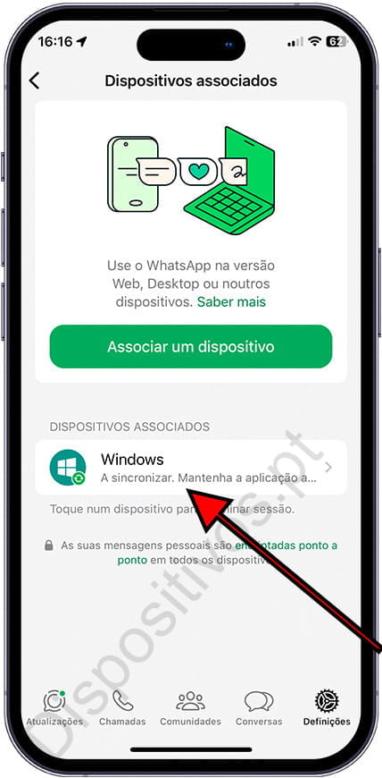 Dispositivo vinculado no WhatsApp