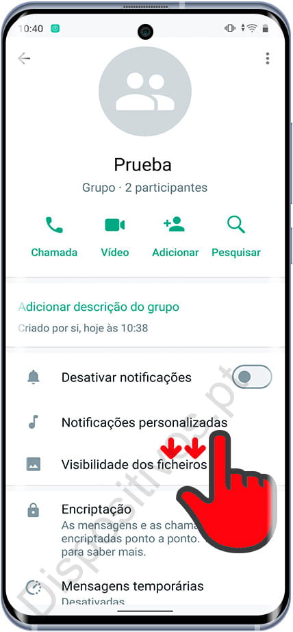 Informações do grupo no WhatsApp