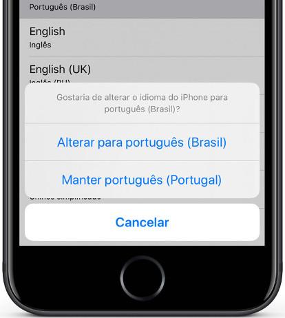 Confirmação mudar idioma iOS