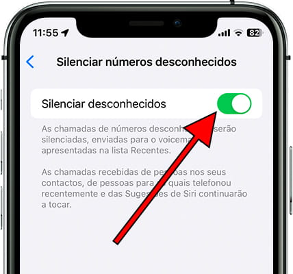 Ativa silenciar desconhecidos iPhone