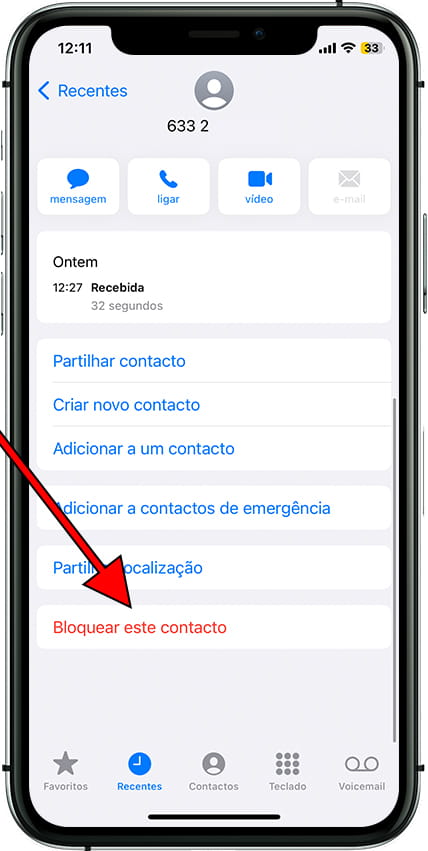 Bloquear este contato iOS