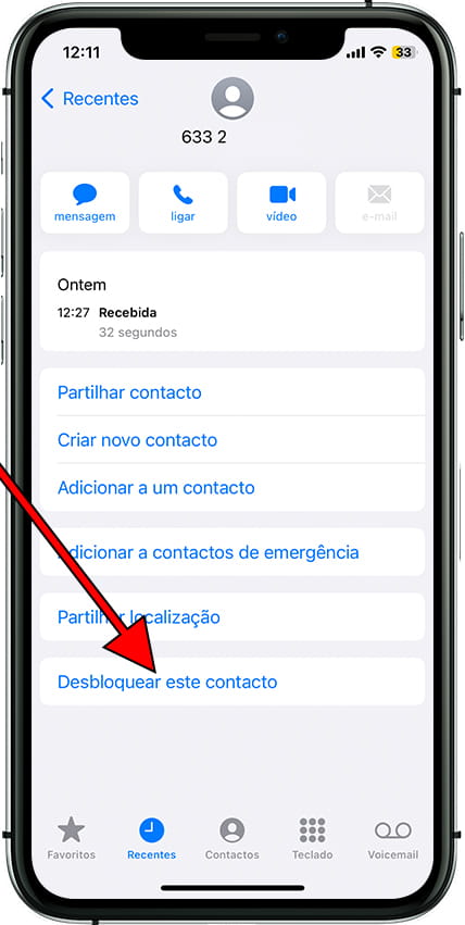 Desbloquear contato iOS