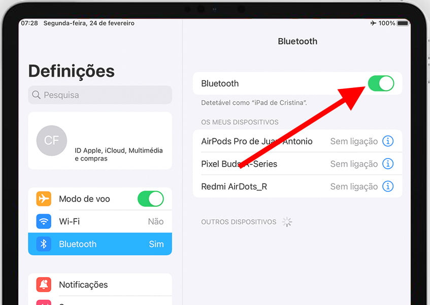 Ativar Bluetooth no iPhone