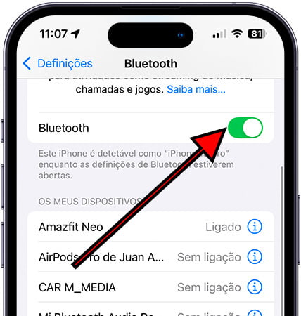 Ativar Bluetooth no iPhone