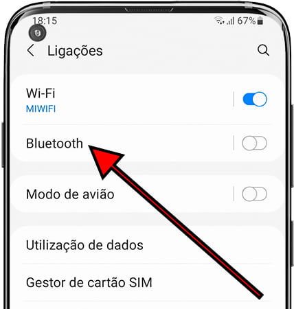 Configurações / Conexões Bluetooth no Samsung Galaxy