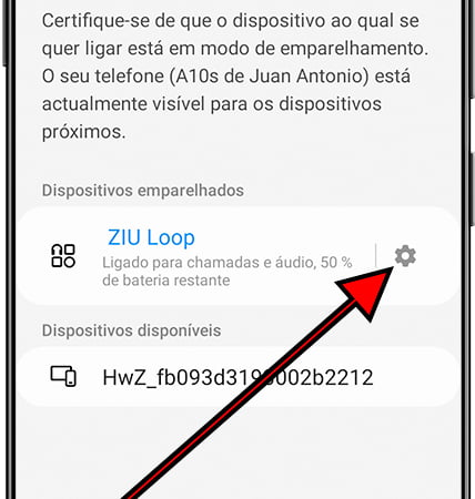 Configurações de dispositivo Bluetooth no Samsung Galaxy