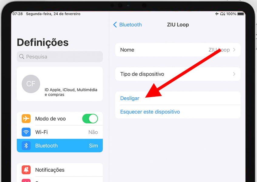 Desemparelhar dispositivo Bluetooth no iPhone