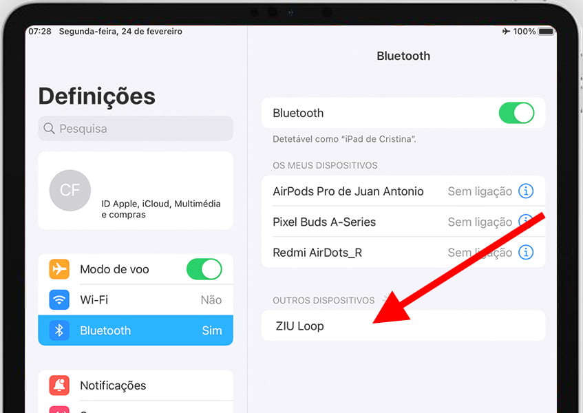 Selecionar dispositivo Bluetooth no iPhone