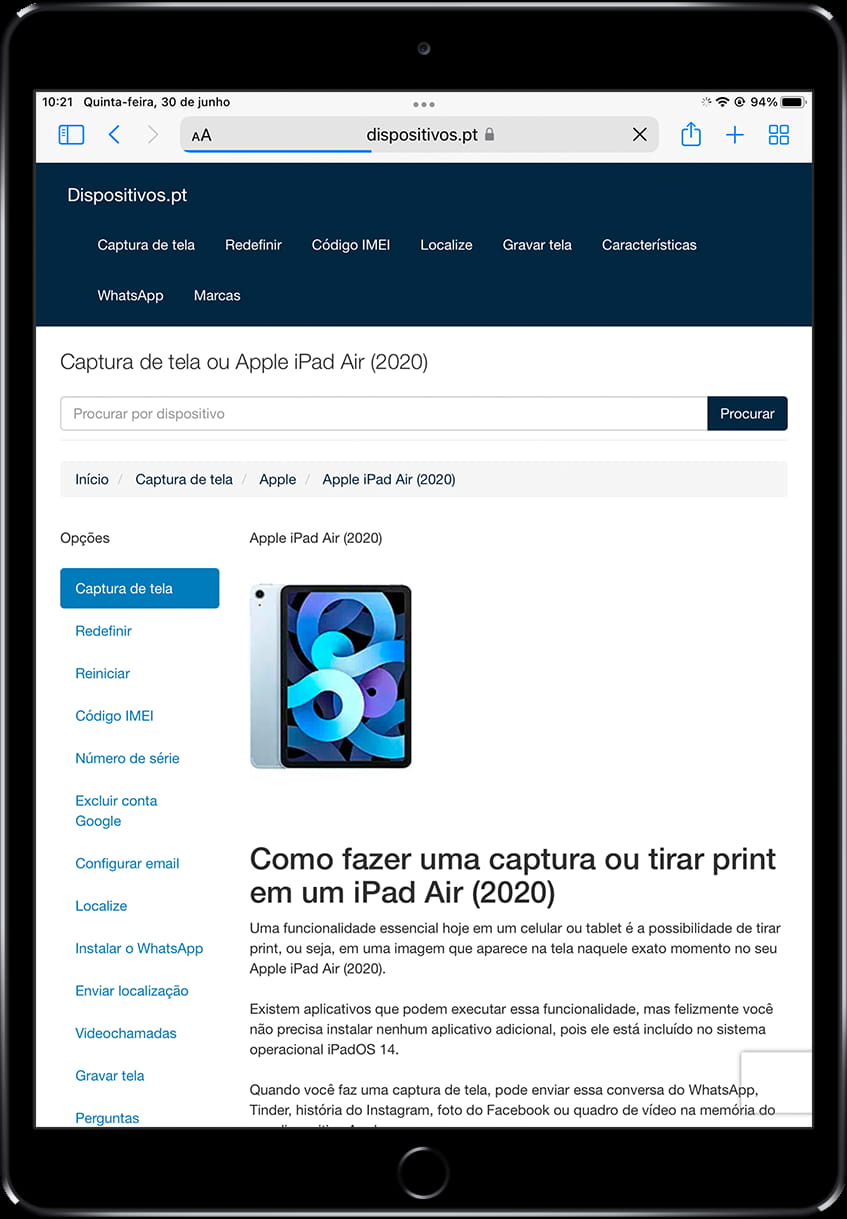 Tela para capturar no iPad Pro 12.9 (2022)
