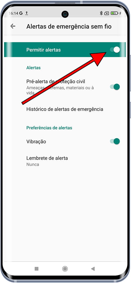 Ativar ou desativar alertas de emergência Xiaomi