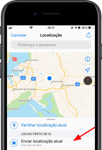 Enviar localização atual WhatsApp