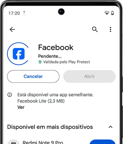 Baixando o Facebook no Android