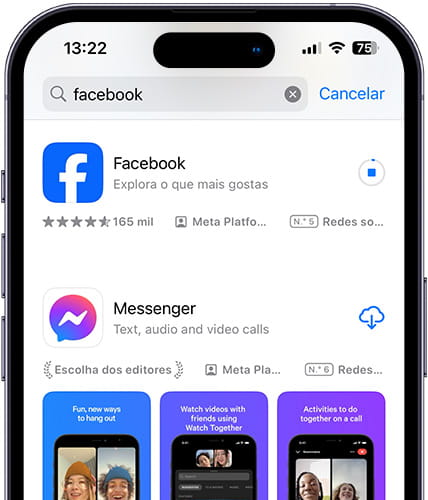 Baixando o Facebook no iPhone