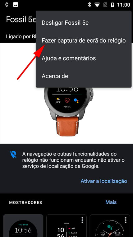 Captura de tela do app Wear OS