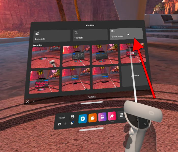 Botão de gravação de vídeo do Oculus