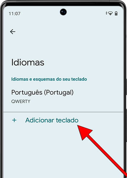 Adicionar idioma do teclado Android