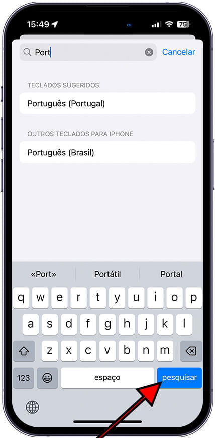 Mudança de idioma do teclado iOS