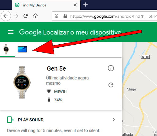 Mudar de dispositivo no Google