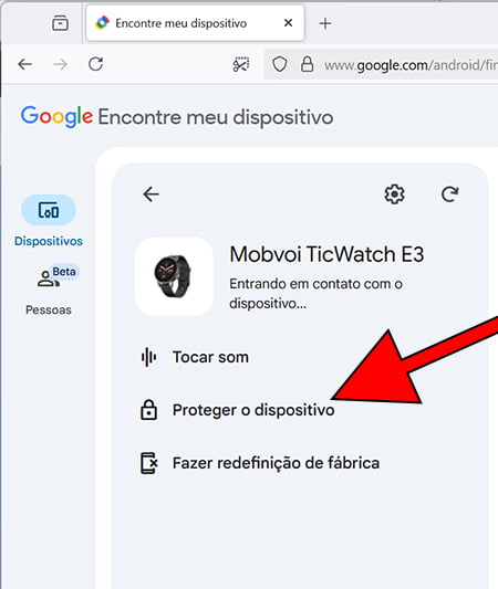 Bloquear Mobvoi TicWatch E3 remotamente