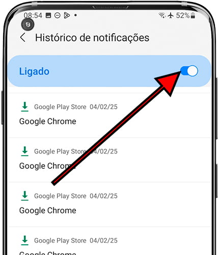 Ativar Histórico de Notificações do Samsung