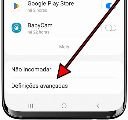 Configurações avançadas de notificações Samsung