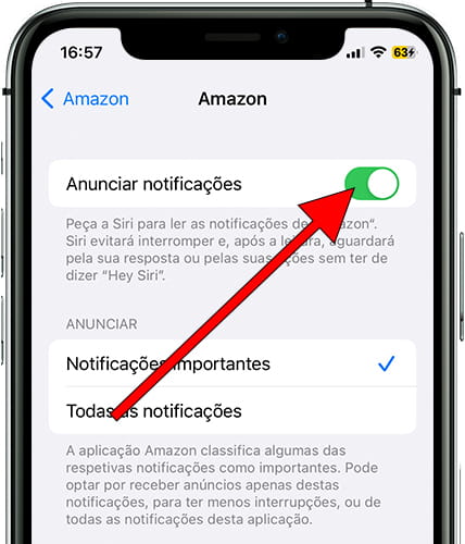 Ativar notificações de anúncio do iOS