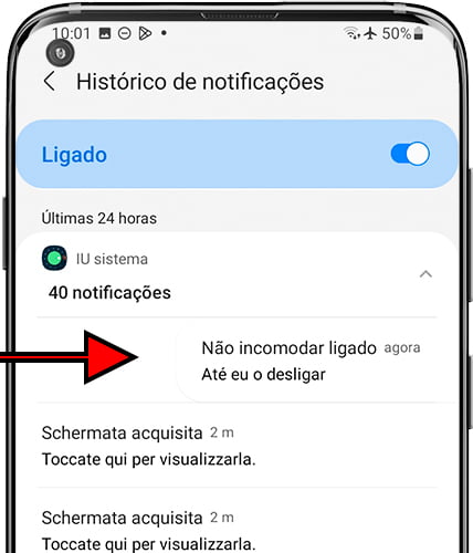 Excluir notificações de histórico