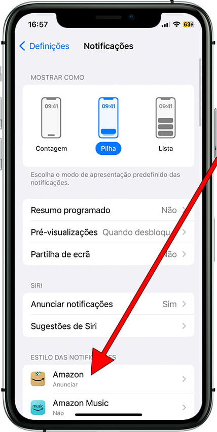 Gerenciar notificações de aplicativos iOS