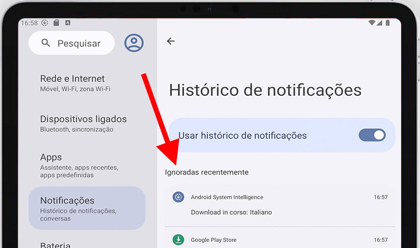 Todas as notificações recentes do Android