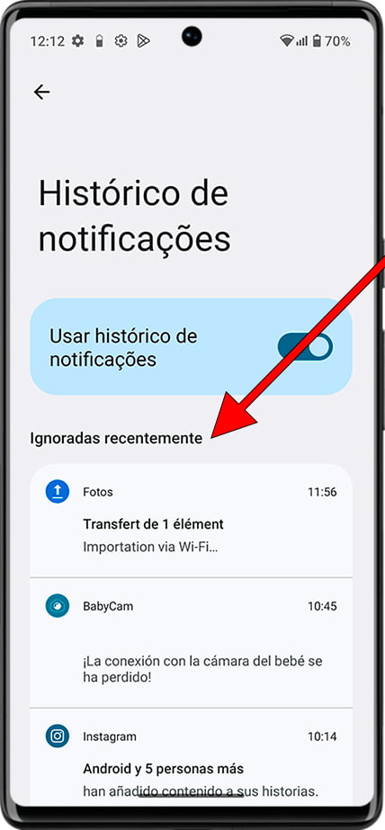 Todas as notificações recentes do Android