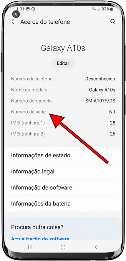 Como ver o número de série no Samsung Galaxy J3 Prime