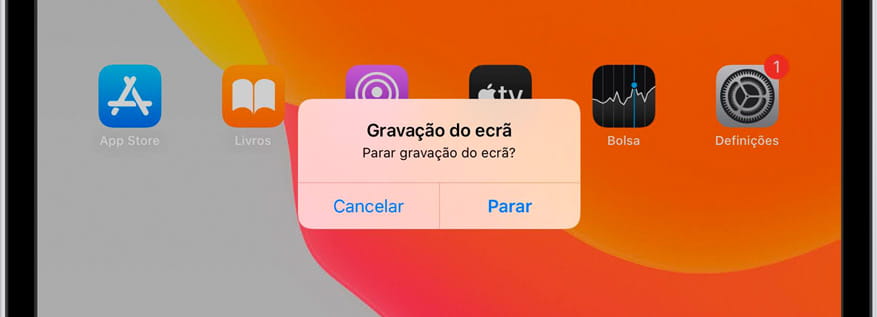 Parar a gravação da tela