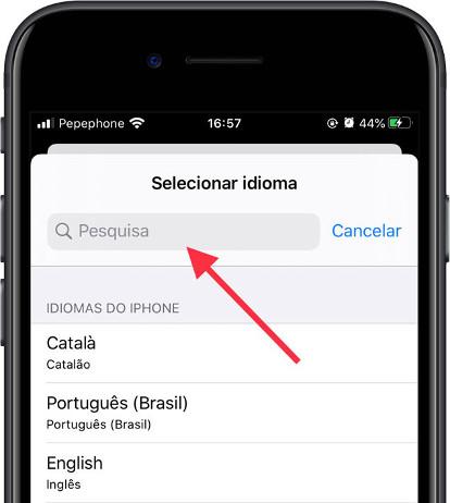 Pesquisar idioma iOS