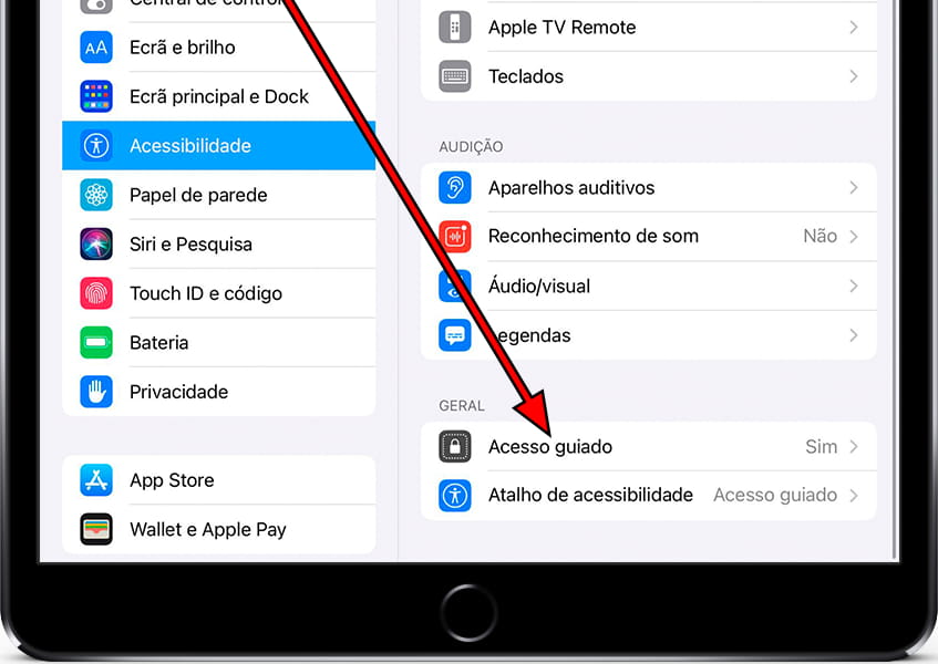 Configurações de acessibilidade iOS