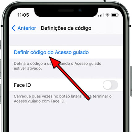 Configurações do código de acesso guiado