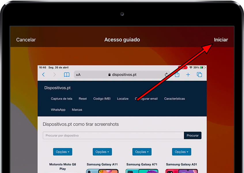 Iniciar acesso guiado