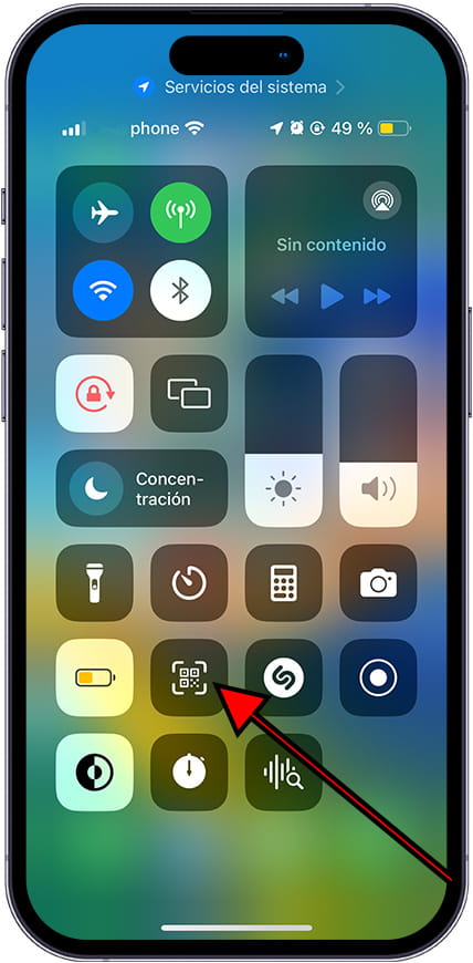 Digitalize o ícone de códigos QR no centro de controle Apple iPhone 13 Pro Max