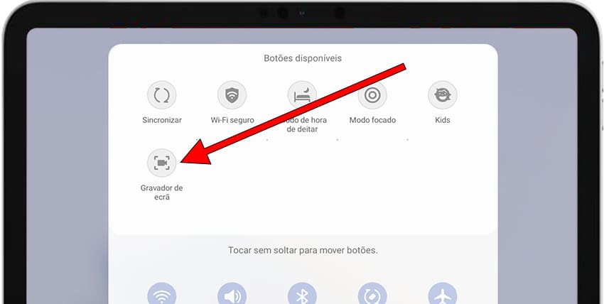 Ícone da tela de gravação Galaxy Tab 3 V
