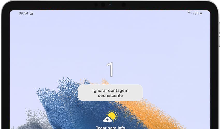 Tela de registro de contagem regressiva Galaxy Tab S6 Lite